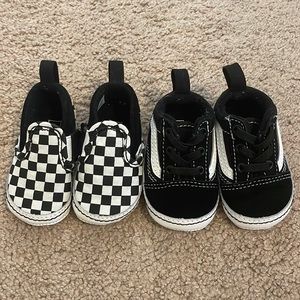 Two pairs of Vans crib shoes